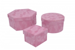 FLOWER BOX ���������� S/3 VELVET 23.5x21x11cm PINK