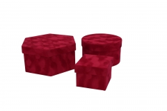 FLOWER BOX ���������� S/3 VELVET 23.5x21x11cm RED