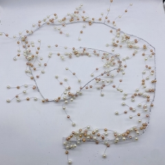 ������� �������� pink/white pearls 170cm silver