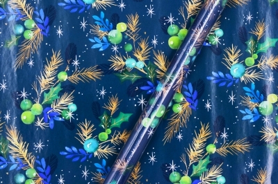 χαρτι περιτυλιγματος 51*47cm κλαδια/berries night blue
