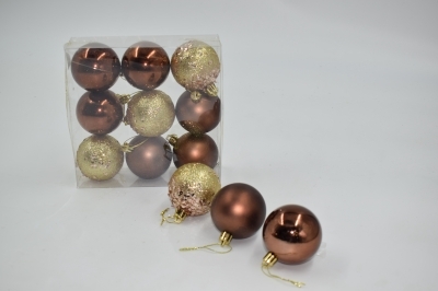 6cm πακετο s/9 χρ.μπαλες αθραυστες matt/shinny/παγετες dark brown
