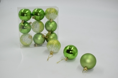 6cm πακετο s/9 χρ.μπαλες αθραυστες matt/shinny/παγετες lime green