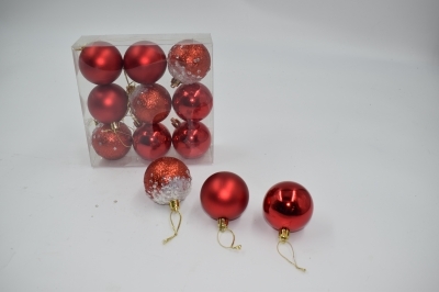 6cm πακετο s/9 χρ.μπαλες αθραυστες matt/shinny/παγετες christmas red