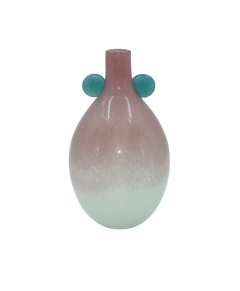 GLASS VASE MULTICOLOR HANDLES 20*20*34.5CM GRADIENT PINK