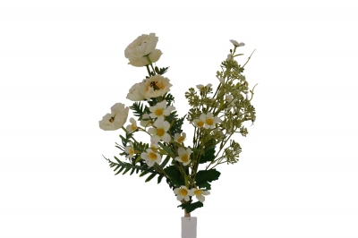 ΤΕΧΝΗΤΟ ΜΠΟΥΚΕΤΟ POPPY/COSMOS/GRASS 64CM WHITE