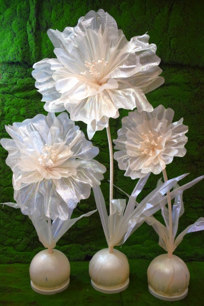 SET/3 GIANT PEONY FLOWER 50*120/70*150/90*170CM IVORY