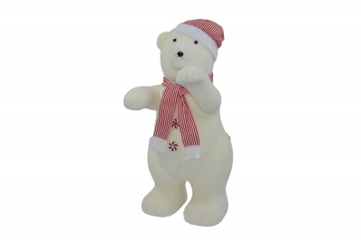 candy bear 80cm με κασκολ/σκουφο red/white