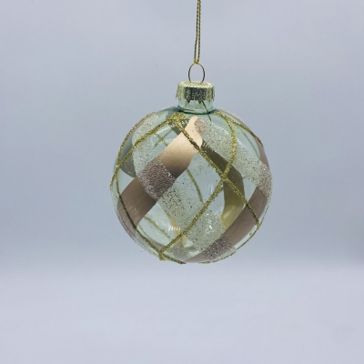 μπαλα γυαλινη stripes pattern 8cm rose gold