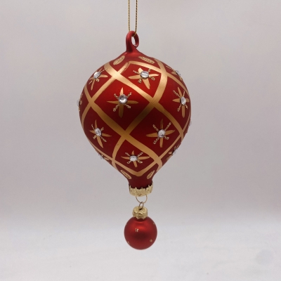 στολιδι γυαλινο hanging mini ball 15*7cm gold/red