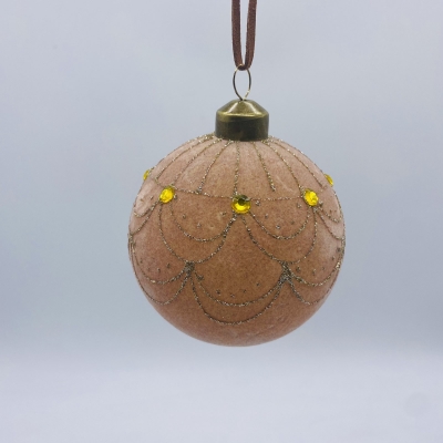 μπαλα γυαλινη golden pattern 8cm velvet pink