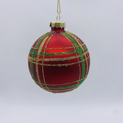 μπαλα γυαλινη thin stripes 8cm red