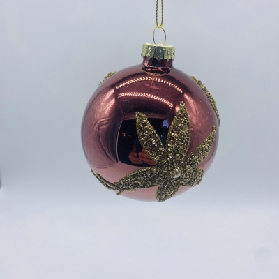 μπαλα γυαλινη poinsettia 8cm velvet pink shinny