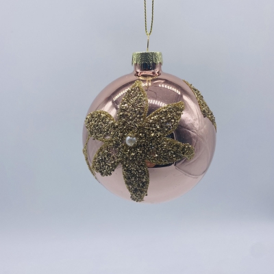 μπαλα γυαλινη poinsettia 8cm velvet pink transparent