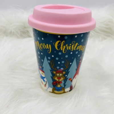 κεραμικη κουπα/καπακι elf/snowmann 9*12.7*6.2cm 400ml blue/pink