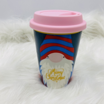 κεραμικη κουπα/καπακι elf face 9*12.7*6.2cm 400ml blue/pink