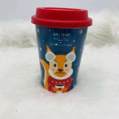 κεραμικη κουπα/καπακι fox 9*12.7*6.2cm 400ml blue/red