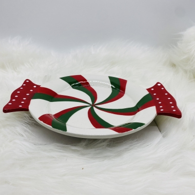 κεραμικη πιατελα candy 26.5cm red/white/green