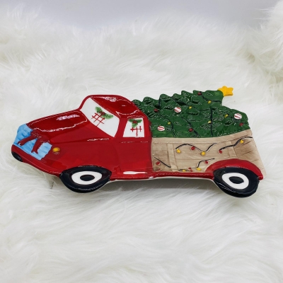 κεραμικη πιατελα santa`s truck 29cm red/green