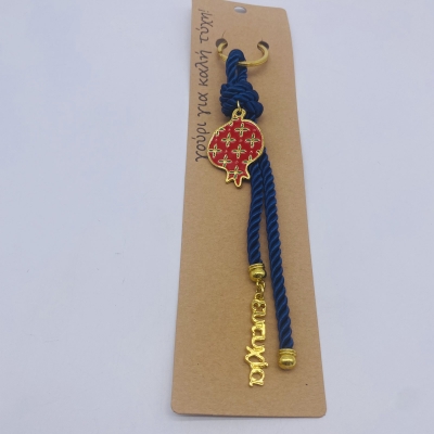 γουρι μπρελοκ ευτυχια 21cm κορδονι μπλε ροδι/μπορντω