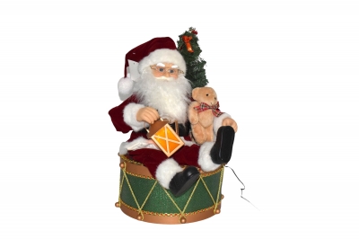 swinging drum santa 50cm 8 christmas songs red/green