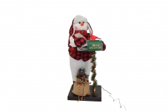 swinging mailbox snowman 70cm 8 christmas songs red/green
