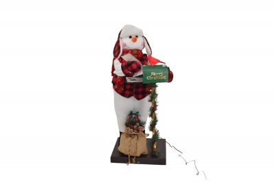 swinging mailbox snowman 70cm 8 christmas songs red/green