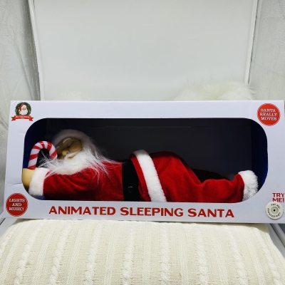animated sleeping santa 49*19*18.5cm dancing/light/music 4*aa