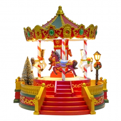 animated mirror carousel 20.5*20.5*26.5cm movement/light/music 3*aa