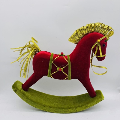 velvet rocking horse 37*7.5*37cm red/green