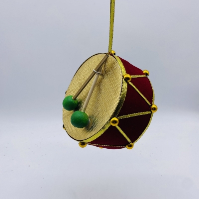 velvet drum golden stripes 11.5*11.5*7cm red