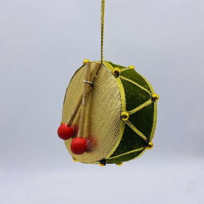 velvet drum golden stripes 10*10*5.5cm green