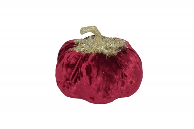 velvet pumpkin with beads 20*18.5cm bordeaux