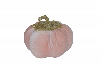 velvet pumpkin with beads 20*18.5cm peach pink
