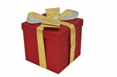 δωρο πτυσσομενο glitter 25*25*25cm red box/gold bow