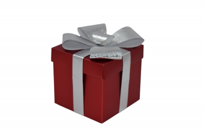 δωρο πτυσσομενο 15*15*15cm red box/silver bow