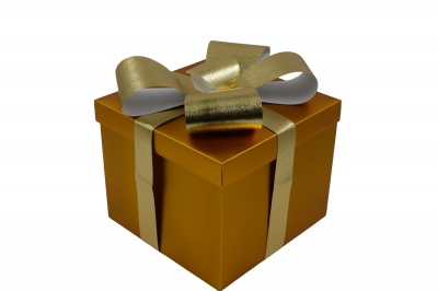 δωρο πτυσσομενο 30*30*25cm gold box/gold bow