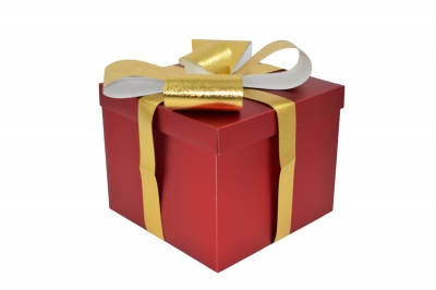 δωρο πτυσσομενο 30*30*25cm red box/gold bow