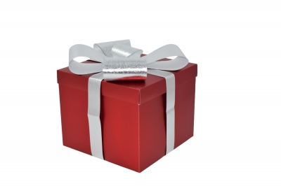 δωρο πτυσσομενο 30*30*25cm red box/silver bow