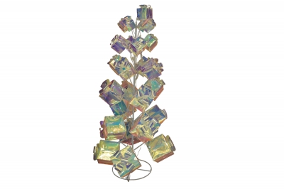 set/25 φωτιζομενο δεντρο/δωρα 140cm 376led iri/gold warm white ip44