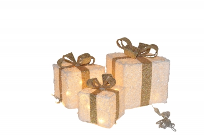 s/3 φωτιζομενα δωρα 15/20/25cm 70led white/gold warm white ip44