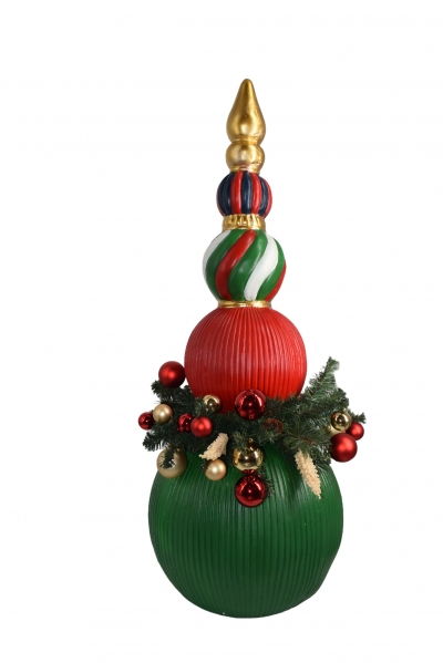 resin ball pillar 41*41*109cm red/green/gold