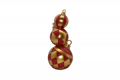 s/3 resin ball tower 15*15*34cm red/gold