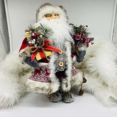 santa 30*18*50cm χιονοπεδιλα/κουδουνια  red/grey