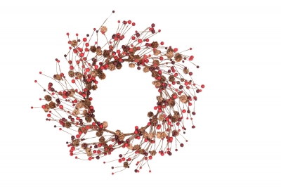 χρ.στεφανι rattan 40cm red berries