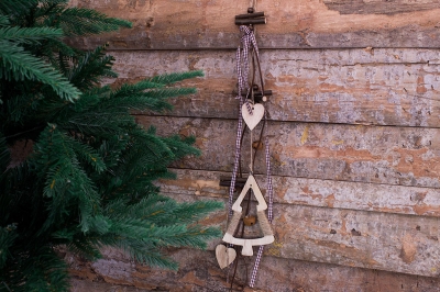 χρ.στολιδι ελατο κουδουνακι σκουρια κρεμαστο καφε καρω 10*40cm