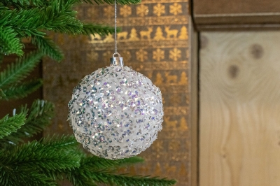 χρ.μπαλα αθραυστη λευκη με περλες 8cm