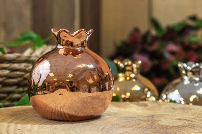 ΚΕΡΑΜΙΚΟ ΡΟΔΙ ΡΟΖ ΧΡΥΣΟ 8 x 8 x 9cm