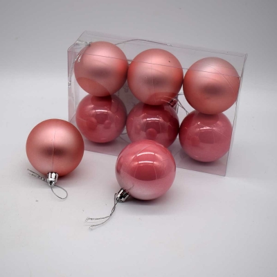 6cm πακετο s/6 χρ.μπαλες αθραυστες matt/pearly blush pink