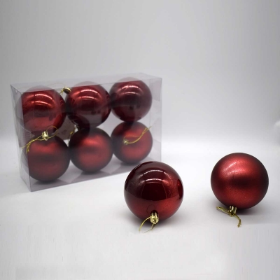 8cm πακετο s/6 χρ.μπαλες αθραυστες matt/pearly oxblood