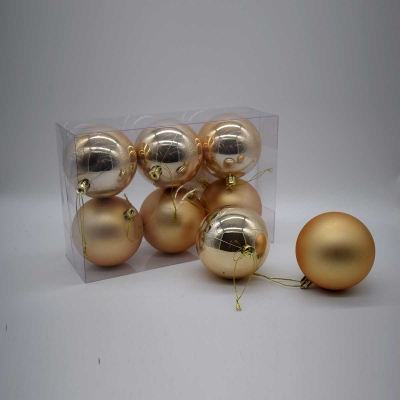 8cm πακετο s/6 χρ.μπαλες αθραυστες matt/pearly champagne